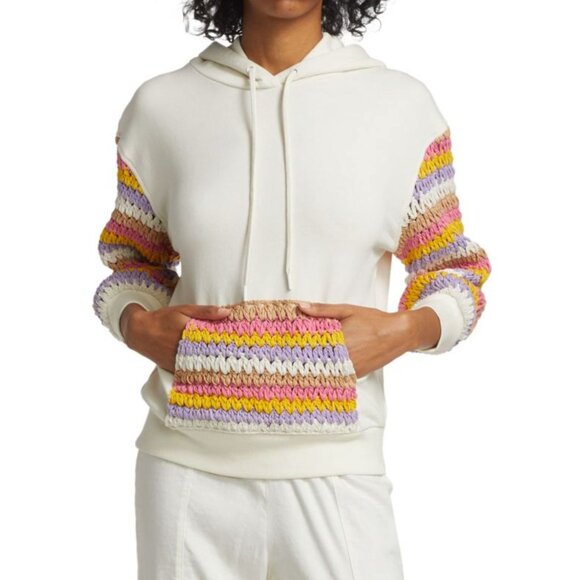 Alice + Olivia Pocket Hoodie Pullover Ivory Multicolor Small - Picture 6 of 16